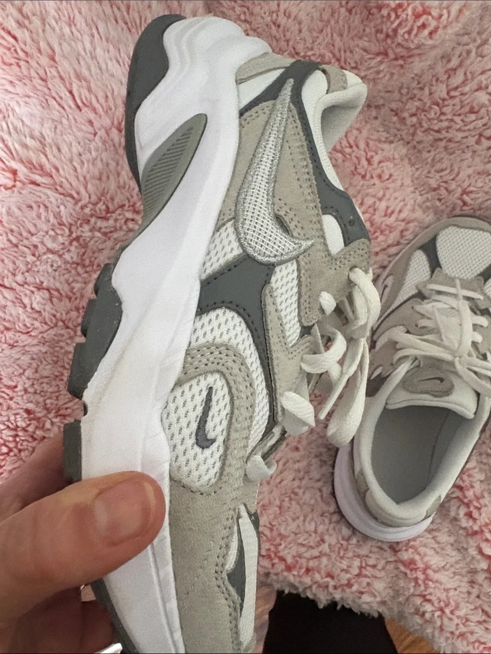 Nike Women’s White and Gray Mesh Sneakers